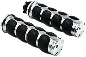 BHYSHOP 1 Zoll 25mm Lenker Motorrad Motorrad Gummihandgriffe Für Cruiser Café Racer Chopper Bobber Vintage (Chrom)