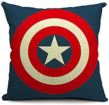 SquishyBean Marvel Avengers Captain America's shield Printed Cotton Linen Decorative Throw Pillow Cover Cushion