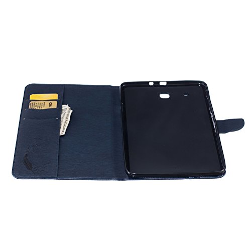 Samsung Galaxy Tab E 9.6-Inch SM-T560 Hülle, DEENOR Stilvoll 3D Drucken Feather und Vögel Serie Brieftasche Tasche PU Leder Flip Protective Stand Tasche Schutzhülle Hülle für Samsung Galaxy Tab E 9.6-Inch SM-T560 / T561 / T565.[Feather-Dark Blue] - 6