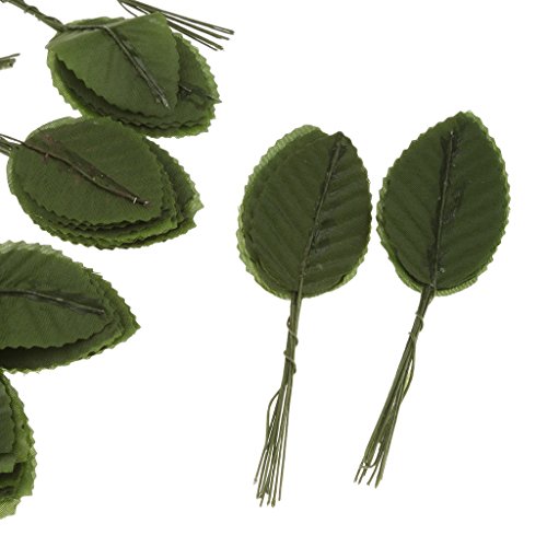 200pcs Künstliche Blätter Deko Blätter Grün Floristik Basteln Hobby Seide Rosenblätter Blumensträuße Hochzeit Knopfhellgrün – dunkelgrün - 7