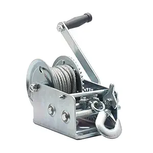 Hand winch Steel Cable 2500lbs (1136 kg) 2-Speed Gear Boat Trailer Winch with Hook