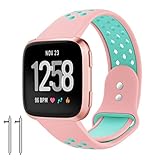 IGEMY Weiches Silikon Sport Strap Ersatz mit Belüftungsöffnungen für Fitbit Versa (Rosa)