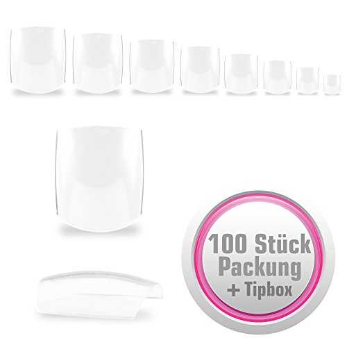 100 Fullsize Zehennägel (Fußnägel Tips) klar transparent mit Aufbewahrungsbox - 2
