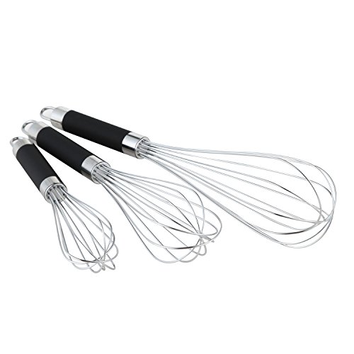 DRAGONN Edelstahl Schneebesen Set, Ei, Milchaufschäumer, Milk & Egg Beater Mixer, Geschirr für mischen, Schlagen und Rühren, Set von 3 - 2