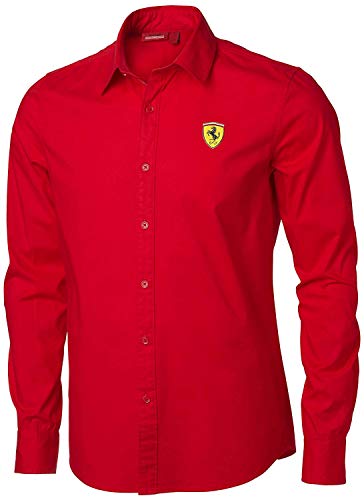 Scuderia Ferrari Camicia Ufficiale Uomo Manica Lunga (Rosso, L)