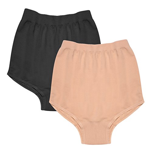 Intimate Portal Women's Over the Bump Ultra-Lite Seamless Maternity Brief (2 Pack) Beige Black Medium