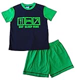 EAT SLEEP MINE SHORT Pyjamas 7 to 14 Years FANTASTIC COMPUTER GAME STYLE Green