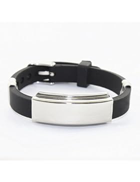 Ionen Silikon Bionic Magnetarmband Energetix 4 you 602 sportlich uni schwarz gravierbar poliert Größe S - XL mit...