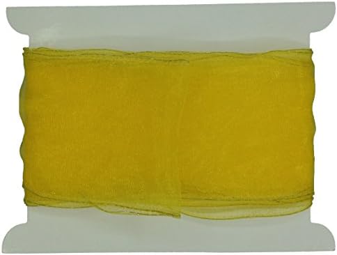 1 Metre x 60mm Yellow Sheer Organza Ribbon, Wired Edged