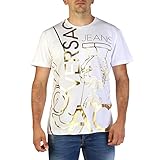 95% cotton 5% elastane Versace Jeans Foil 36 Print Crew Neck T-Shirt Large White and Gold