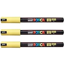 Feutres Posca PC-1MR Uni-Ball - Lot De 3, Pointe Fine, Encre à Base D'eau, 16 Couleurs Au Choix (rouge Inclus)