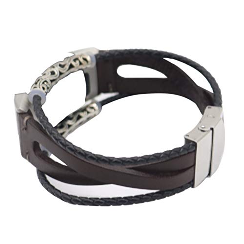 Preisvergleich Produktbild Fcostume Ersatz-Lederarmband Armband Für Fitbit Charge 3 (Kaffee)