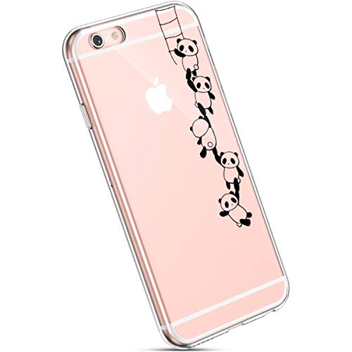 Preisvergleich Produktbild iPhone 6S Hülle Transparent, iPhone 6 Silikon Hülle, Ysimee Weiche Schutzhülle Ultradünn Handyhülle Silikon TPU Rückschale Bumper Case Cover Durchsichtig mit Gemalt Kunst Malerei Muster für iPhone 6 6S Soft Gel Cover Ultra Slim Scratch-Resistant Stoßfest Gummi Stoßdämpfend Transparent Bumper Cover Shell Haut Silikonhülle + 1 x Blau Stylus Pen, Pandas
