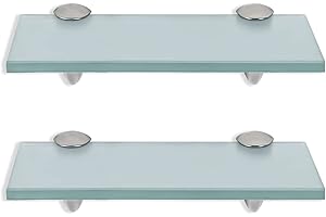 Randaco Lot de 2 étagères en verre mat avec support mural et verre de sécurité ESG de 8 mm et support, idéales comme étagère de douche/étagère de salle de bain pour salle de bain, cuisine, balcon (30
