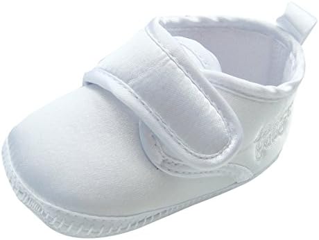 MABINI® Baby Satin Christening / Special Occasion Shoes With Hook &amp; Loop Fastener Side Closing &amp; "Special Baby" Embroidery Detail On Side - Size 18-24 Months, Colour Cream