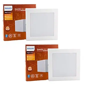 PHILIPS 12-Watts LED Star Surface Square Ceiling Cool Day Light (White) - Pack of 2