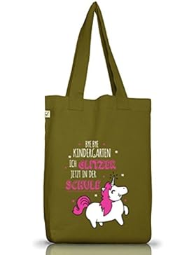 Einschulungsgeschenk Erstklässler Stoffbeutel Einhorn - ich glitzer jetzt in der Schule