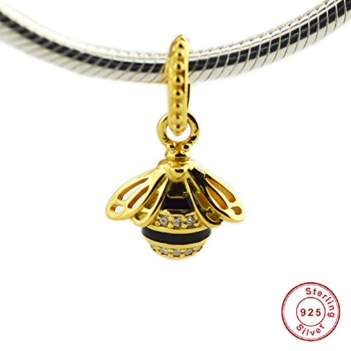 FUNSHOPP 2018 Spring Queen Bee Pendant Bead 925 Silver DIY Fits for Original Pandora Bracelets Charm Fashion Jewelry