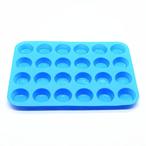 4AHero-Innovations Mini Muffin-Blech Silikon-Muffin-Form Silikon-back-form für Muffins, antihaftbeschichtet Muffinblech. Selbst Cupcakes, Kuchen, Pudding, Brownies backen. (24, Blau) für 24 Muffins - 3