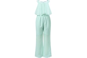 MSemis Tuta Bambina Eleganti da Cerimonia Chiffon Pantaloni Larghi Gamba Larga Ragazza Estate Monopezzi Tutine Jumpsuit Sera Cerimonia Festa Abito Tinta Unita Vacanza