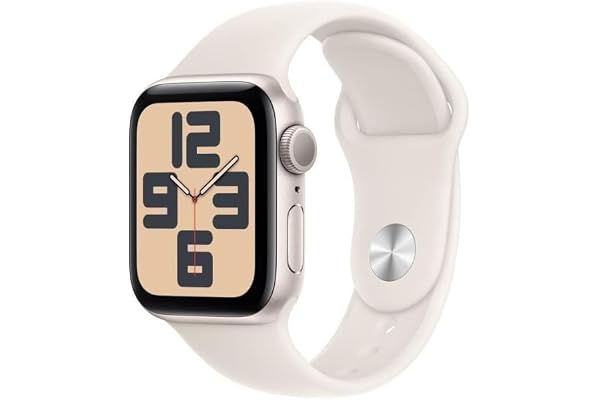Apple Watch SE (2ᵉ génération) 40 mm GPS Montre connectée avec Boîtier en Aluminium lumière stellaire et Bracelet Sport lumière stellaire (S/M). Suivi activité et Sommeil, détection Accidents