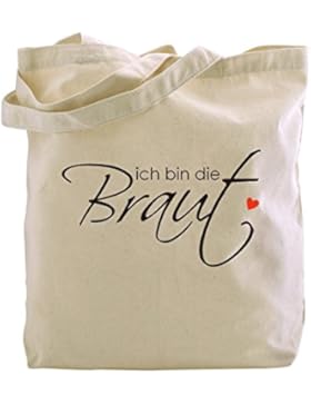 ElegantPark ICH BIN DIE BRAUT Hochzeit 100% Baumwolle Tasche Einkauftsstasche Geschenktüten
