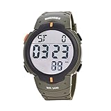 Digitaluhr, filfeel männliches LED Rücklicht passt elektronische runde Sport Armbanduhr auf(Army Green Case)