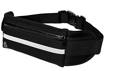 Cinturón de carrera, Cinturón de ejercicios, Paquete de cintura, Bolsa de corredores, Cinturón de carreras, Bolso de entrenamiento Cinturón de ejercicios Bolso con cremallera Correa ajustable Negro