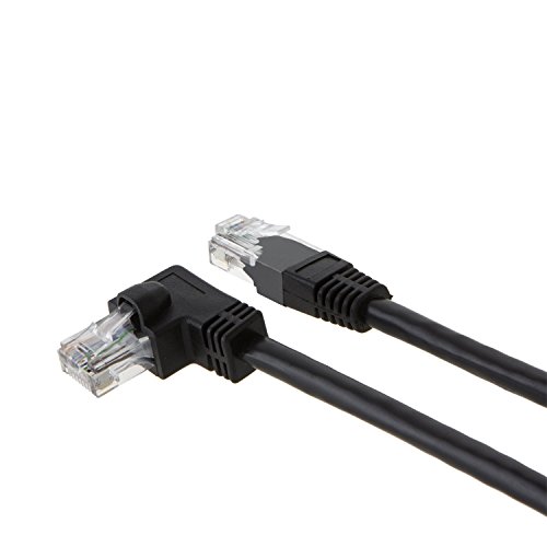 CableCreation Winkel CAT6 Ethernet-Patch-Kabel (3,3 Fuß), links abgewinkelt Lan-Kabel mit 50U „Gold überzogenes Kontakt, schwarze Farbe - 4