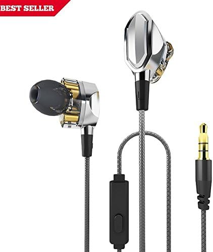 Dual Driver Earbuds Super Bass Earbuds with Microphone HIFI Best In Ear Gaming Headphones with 3.5mm Durable Wired Earphones for Apple iOS and Android Headset For Girls Boys Men Kids Women