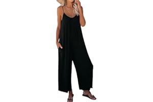 Onsoyours Salopette Femme Été Combinaison Ample Jumpsuit Vintage Imprimé Floral Grande Taille Overalls Rompers avec Poches Décontractée Debardeur Playsuit Pantalon Large
