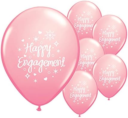 10 x HAPPY ENGAGEMENT 12" HELIUM QUALITY PERALISED BALLOONS IN 7 COLOURS (LIGHT PINK)