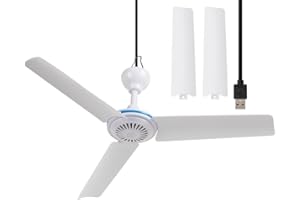 ESLOYSUN Piccolo Ventilatore da Soffitto USB 19.7 " Portable Hanging Fans per Power Bank Indoor Outdoor RV Camera da Letto Desk Barca Coop Tenda di Viaggio Canopy Cubicle Mini 3 Lame Ventilatore Silenzioso