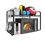 Étagère de cuisine, étagère de rangement en acier inoxydable pour four à micro-ondes robuste et double couche, rétractable