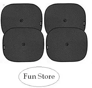 Fun Store Fs-3 Universal Black Cotton Fabric Car Window Sunshades with Vacuum Cups (Set of 4)