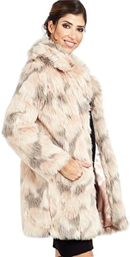 Blue Vanilla Blush Abstract Faux Fur Coat 16
