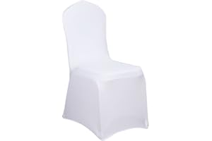 HENGMEI Taśma szlifierska, uniwersalne pokrowce na krzesła, na święta, wesela i święta, dekoracja krzesła (białe, 100 sztuk)