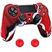 Produktbild Pandaren® Silikon hülle skin Schutzhülle für PS4 controller (rot schwarz weiß) x 1 + thumb grip aufsätze x 2