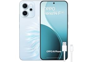 OPPO Reno14 F 5G – Smartphone Libre con IA, 8GB RAM + 256GB, Cámara Triple 50MP, Batería 6000mAh, Carga Rápida 45W, Pantalla AMOLED 120Hz, IP69, Dual SIM, Android, Versión Española - Opal Blue
