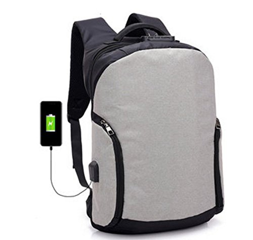Preisvergleich Produktbild TENGGO 18L Anti-Diebstahl Rucksack USB Charge Laptop Reisetaschen-Hellgrau