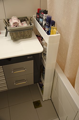 nean Nischenregal 4 Ablagen Küchenregal Badregal Standregal Allzweckwagen mit Rollen - 5