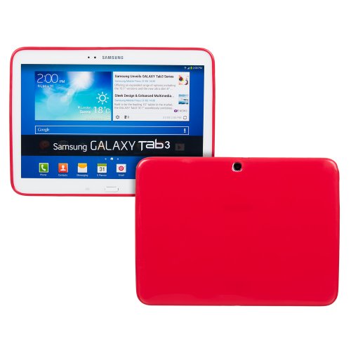 Invero® Samsung Galaxy Tab 3 10.1 Inch GT-P5200 GT-P5210 TPU Silikon Tasche Hülle Schutzhülle mit LCD displayschutzfolie (Rot / Red)