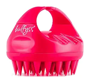 Bulfyss Hair Scalp Scrub Shampoo Brush Ultra Long Soft Silicone Bristles Exfoliating Ergonomic Comb for Dandruff Removal Battery Powered Massager, Thick Curly Hair for Men Women, Pink