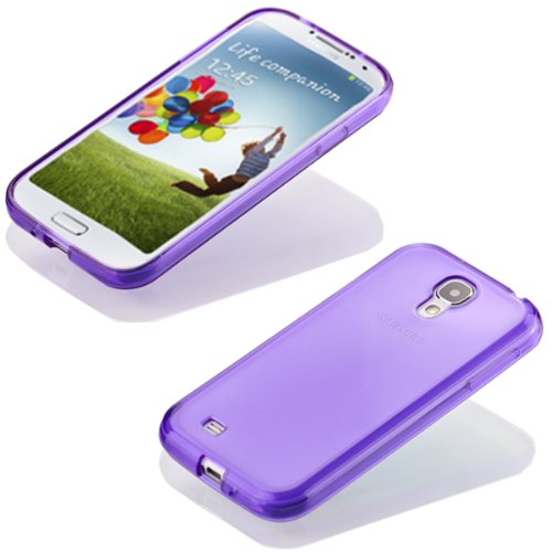 Silikon Soft Samsung Galaxy S4 i9500 Blickdicht / Transparent TPU Hülle Cover Skin Case Schale Bumper Tasche Etui Schutz (Transparent Lila) - 3