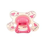 Large Dental Soother Extra Strong with ring Clear Pink Print (18+ months)
