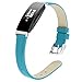 Produktbild Fcostume Uhrenarmband für Fitbit Inspire/Inspire HR, Große Luxuriöse Lederbänder Ersatz Zubehör Armband Gurte Ersatzarmband, 205mmx11mm (Blau)