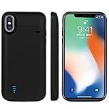 RUNSY iPhone X / 10 Custodia Batteria, 5000mAh Ricaricabile Batteria con Custodia, Backup Battery Charger case, Supporta Cuffie Cablate Fulmine (Nero)