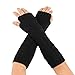 Produktbild happy event Frauen Winter Handgelenk Arm wärmer   Solide gestrickte lange fingerlose Handschuhe (Schwarz)