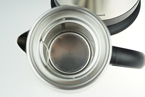 Neudorf Elektronik Manufaktur Wasserkocher Teemaschine ‚DIVANE‘ mit autom. Abschaltung bei kochenden Wasser und zuschaltbare Warmhaltefunktion/ 2200W Kochleistung & 280W Warmhaltung/ robuste & sparsame Technik durch Duales-Heizelement-System/ Trockengehschutz/ Strix Sicherheitssystem (Überhitzungsschutz engl. Patent)/ Edelstahl gebürstet/ 1L (Teekanne) & 1,7L (Wasserkocher) - 5