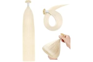 YANTAISIYU Keratyna Remy Przedłużanie Włosów 40 cm U Tip Human Hair Extensions Pre Bonded Human Hair Extensions (50g #60 Platynowy Blond)